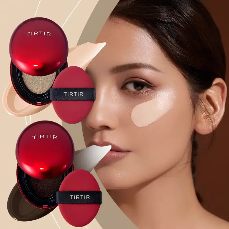 Base Coreana Cushion Clareadora TIRTIR - Pele Impecável em Segundos + BRINDE Spray Fixação