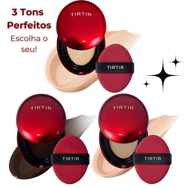 Base Coreana Cushion Clareadora TIRTIR - Pele Impecável em Segundos + BRINDE Spray Fixação