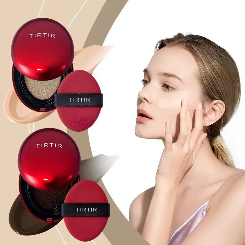 Base Coreana Cushion Clareadora TIRTIR - Pele Impecável em Segundos + BRINDE Spray Fixação