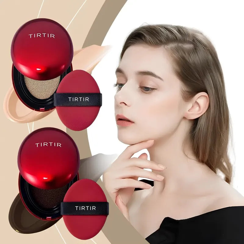Base Coreana Cushion Clareadora TIRTIR - Pele Impecável em Segundos + BRINDE Spray Fixação