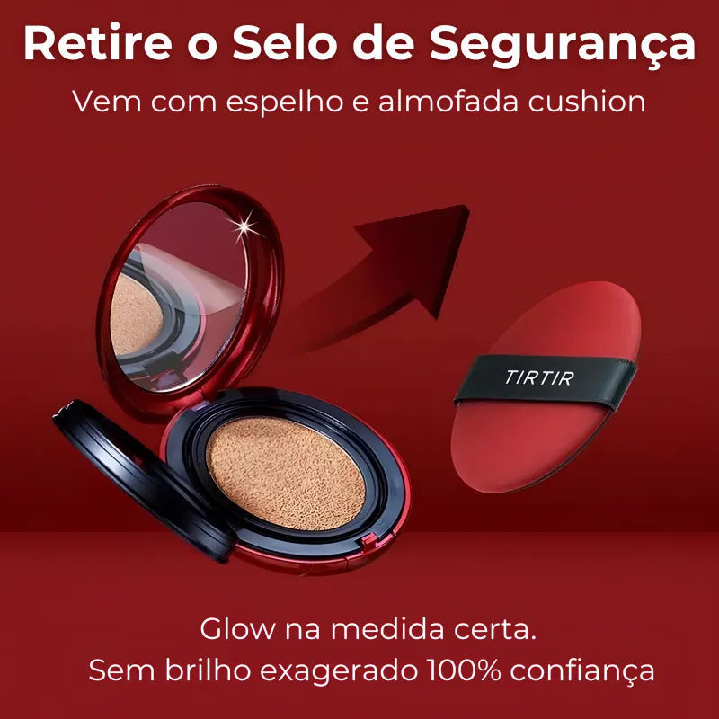 Base Coreana Cushion Clareadora TIRTIR - Pele Impecável em Segundos + BRINDE Spray Fixação