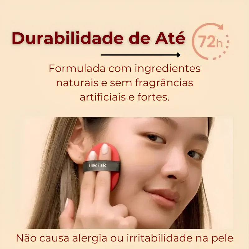 Base Coreana Cushion Clareadora TIRTIR - Pele Impecável em Segundos + BRINDE Spray Fixação