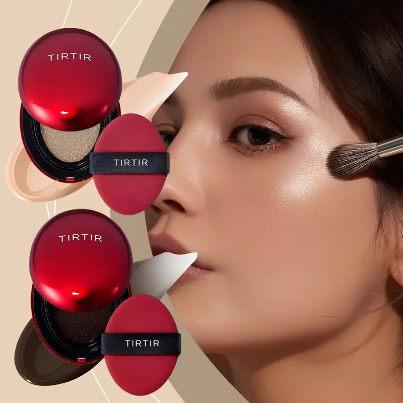 Base Coreana Cushion Clareadora TIRTIR - Pele Impecável em Segundos + BRINDE Spray Fixação