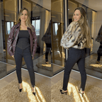 Calça Jeans Feminina com Elastano Peluciada Forglows + Meia Térmica