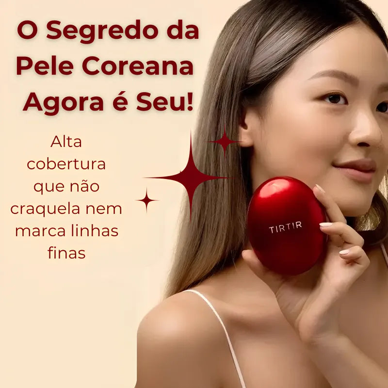 Base Coreana Cushion Clareadora TIRTIR - Pele Impecável em Segundos + BRINDE Spray Fixação