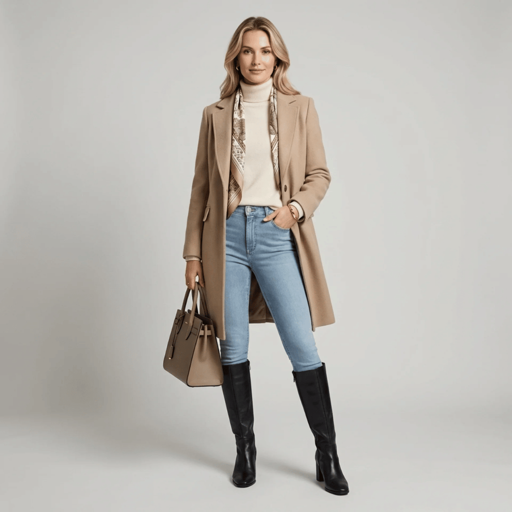 Calça Jeans Feminina com Elastano Peluciada Forglows + Meia Térmica