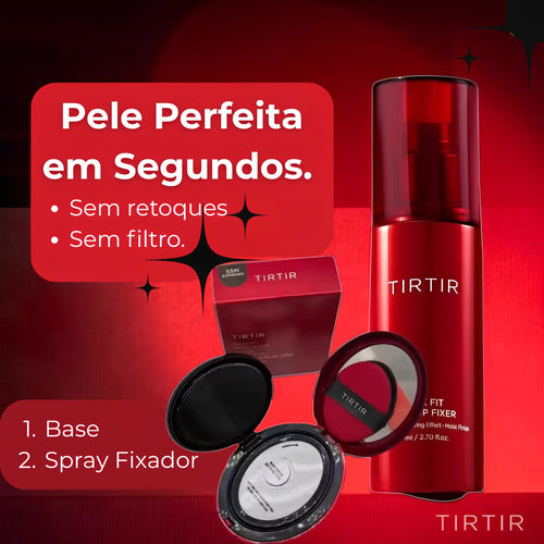 Base Coreana Cushion Clareadora TIRTIR - Pele Impecável em Segundos + BRINDE Spray Fixação
