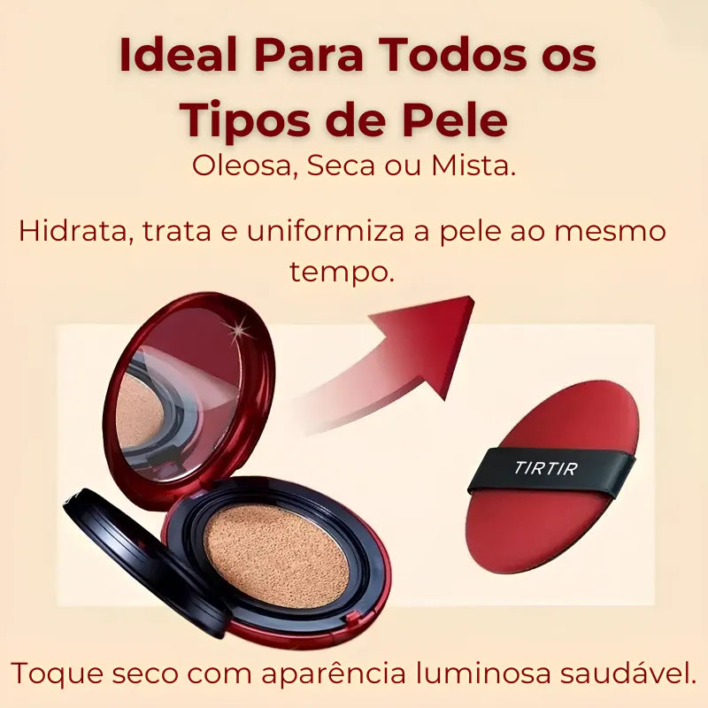 Base Coreana Cushion Clareadora TIRTIR - Pele Impecável em Segundos + BRINDE Spray Fixação